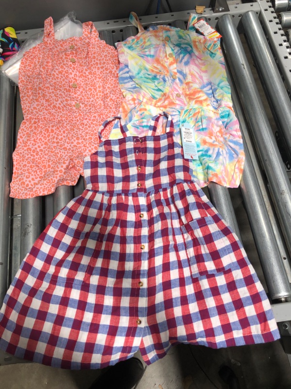 Photo 1 of **BUNDLE OF 3**
2 Romper Shorts for little girls ((SIZE 6/6x)
1 Dress for little girls ((Size 4/5x)