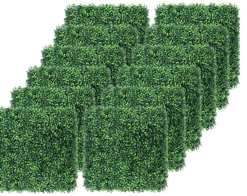 Photo 1 of 12PCS 20" X 20" Artificial Boxwood Topiary Hedge Plant Grass Backdrop Wall UV Protection Indoor Outdoor Privacy Fence Home Decor Backyard Garden Decoration Greenery Walls
