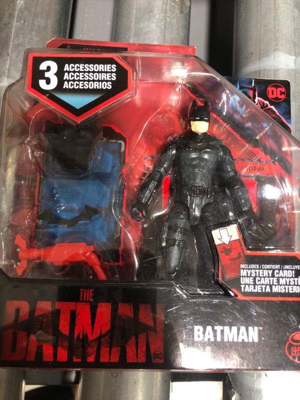 Photo 1 of Dc Comics, Batman 4-Inch Action Figure with 3 Accessories and Mystery Card, the Batman Movie Collectible Kids Toys for B Multi
