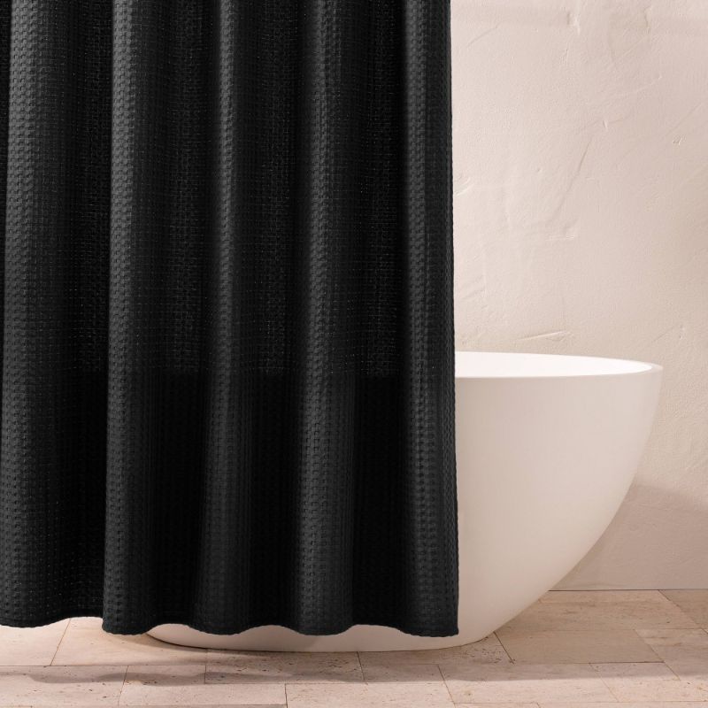 Photo 1 of ***Size: 72x72in***Color: Black; Waffle Shower Curtain - Casaluna™
