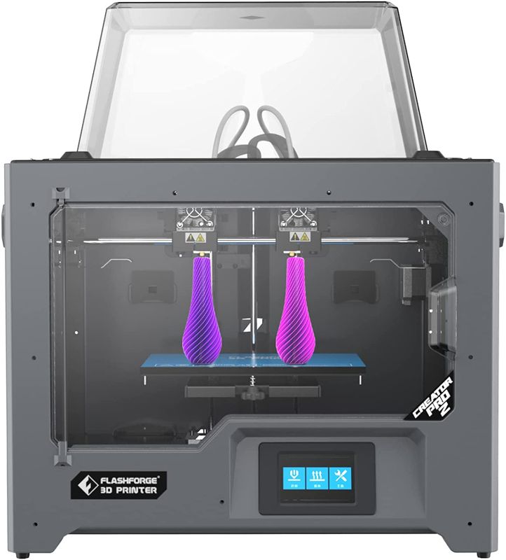 Photo 1 of FlashForge 3D Printer Creator Pro2, Independent Dual Extruder W/2 Spools, Metal Frame Structure, Acrylic Covers, Optimized Build Platform, Works with ABS and PLA
