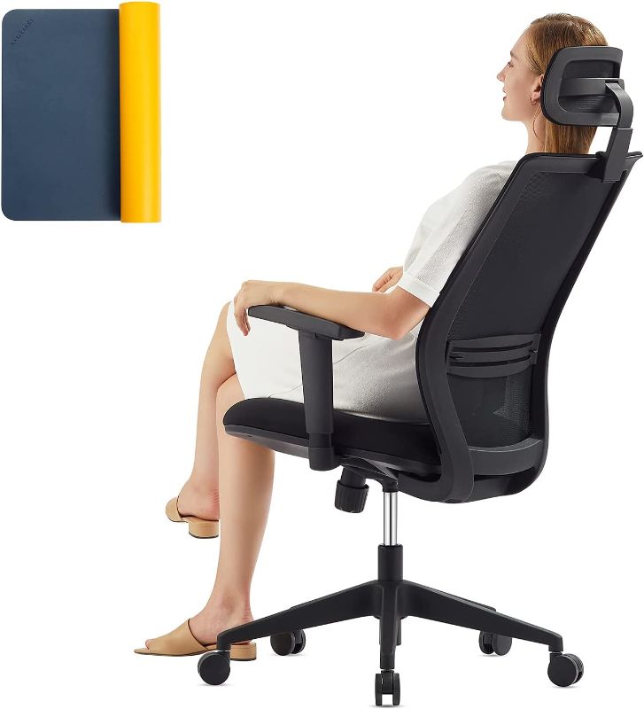 Photo 1 of High Back Office Chair with Adjustable Lumbar Support, Arm Adjustable Desk Chair Ergonomic, Mesh Back Home Office Task Chairs with Adjustable Headrest, Tilt Lock Function Swivel Computer Desk Chairs
