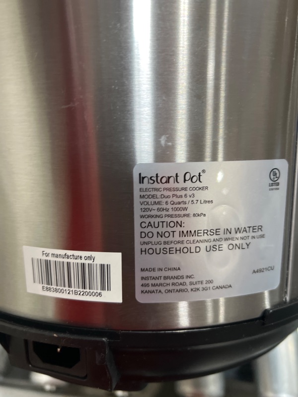 Photo 5 of Instant Pot Duo 7-in-1 Electric Pressure Cooker, Slow Cooker, Rice Cooker, Steamer, Sauté, Yogurt Maker, Warmer & Sterilizer, Includes App With Over 800 Recipes, Stainless Steel, 6 Quart
