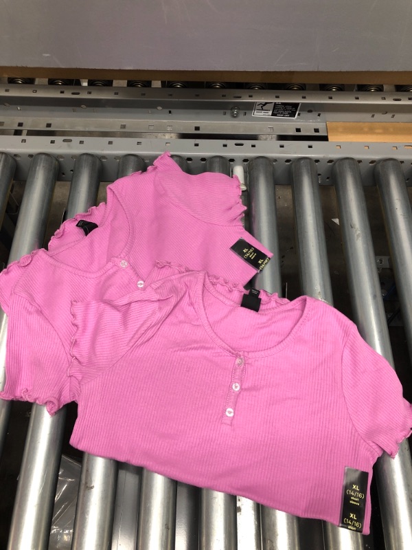 Photo 1 of 2 Sets of Girls' Henley Purple Short Sleeve T-Shirt - Art Class™ Size XL 14/16
