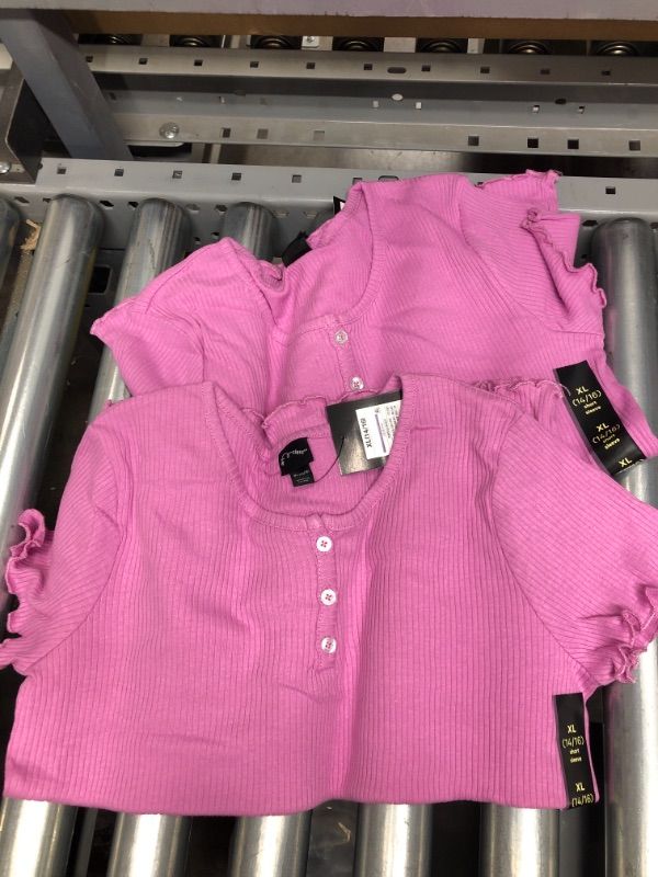 Photo 2 of 2 Sets of Girls' Henley Purple Short Sleeve T-Shirt - Art Class™ Size XL