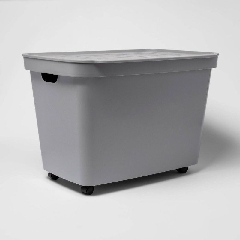 Photo 1 of 2 ITEM BUNDLE
INCOMPLET ITEM-21.1gal Rolling Toy Chest Gray
16qt Clear Storage Boxes Gray - Room Essentials