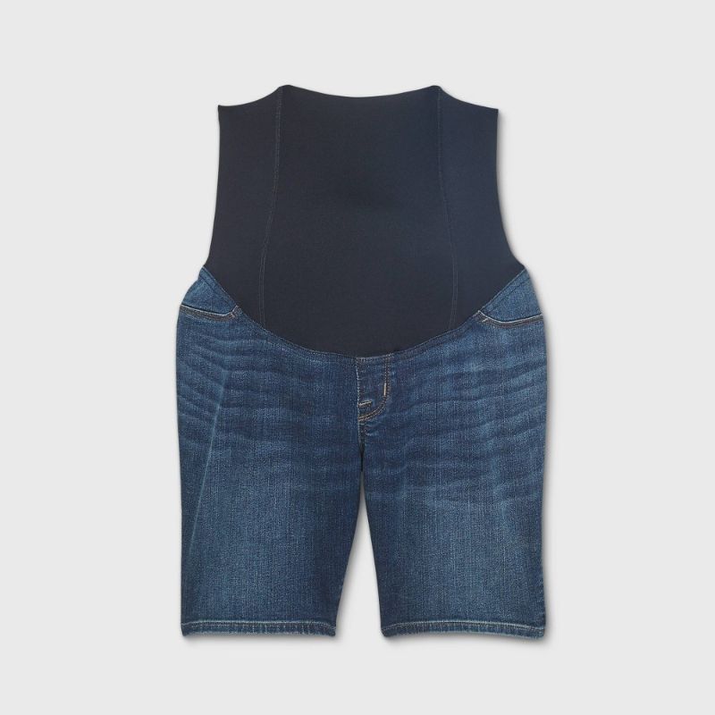 Photo 1 of Crossover Panel Bermuda Maternity Jean Shorts - Isabel Maternity by Ingrid & Isabel™ Dark Wash
Size: 12
