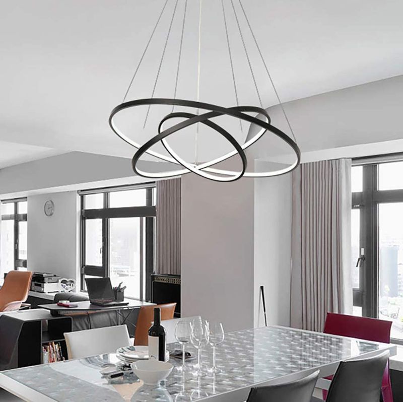 Photo 1 of 3 Ring Foyer Bedroom Pendant Lights Cool White Black