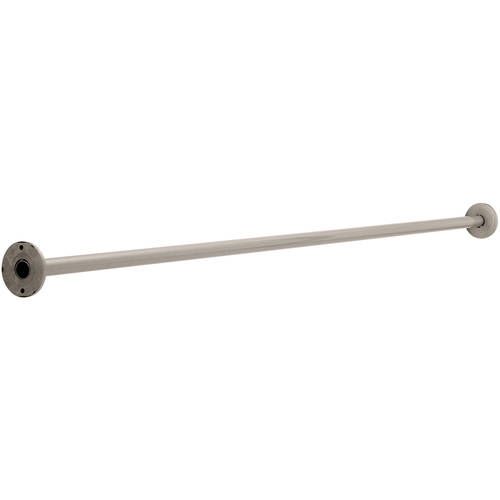 Photo 1 of 60 in. x 1 in. Beveled-Edge Stainless Steel Shower Rod in Brushed Nickel (MISSING END PIECES AND MINOR DENT)