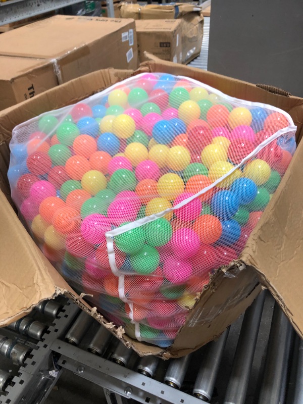 Photo 2 of Amazon Basics BPA Free Plastic Ball Pit Balls with Storage Bag, 1,000 Ct (2.3” Diameter), Bright Colors
