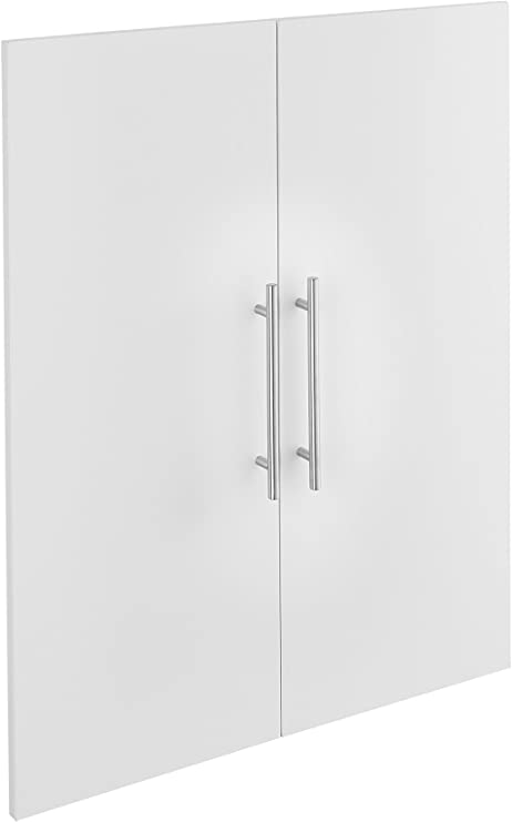 Photo 1 of ClosetMaid SuiteSymphony Wood Closet Door Set Pair, Add On Accessory, Modern Style, For Storage, Clothes, For 25 in. Units, Pure White/Satin Nickel

