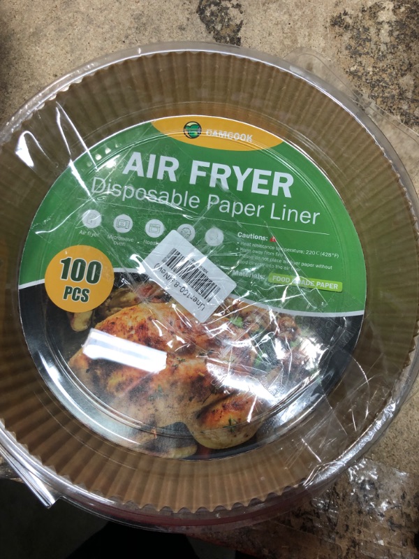 Photo 1 of Camcook Air Fryer Disposable Paper Liner, 100PCS Non-Stick Oil Resistant Parchment Paper For Air Fryer 2-5 QT, Food Graded Oil-proof Parchment Paper For Baking, Roasting, Microwave, Oven 8-inch