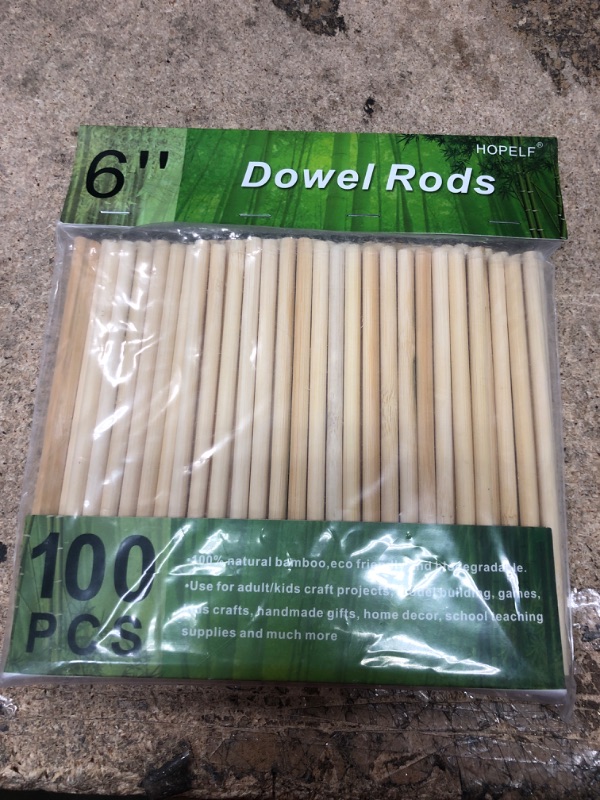 Photo 2 of 100PCS Dowel Rods Wood Sticks Wooden Dowel Rods - 1/4 x 6 Inch Unfinished Bamboo Sticks - for Crafts and DIYers 1/4" x 6" 100