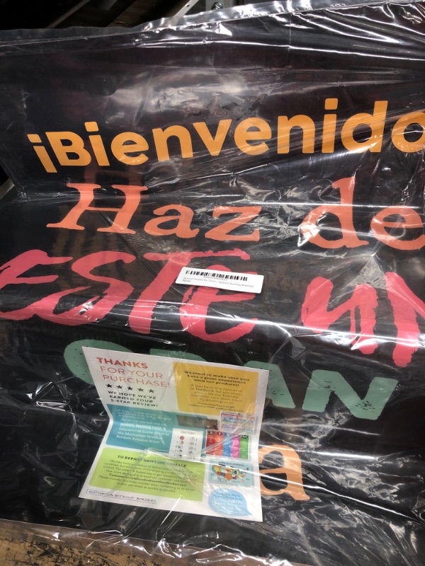 Photo 1 of Spanish Posters for Classrooms -Welcome Sign LAMINATED (Bienvenidos Banner Classroom) 18x24 Spanish Classroom Decorations -Great Spanish Teaching Materials