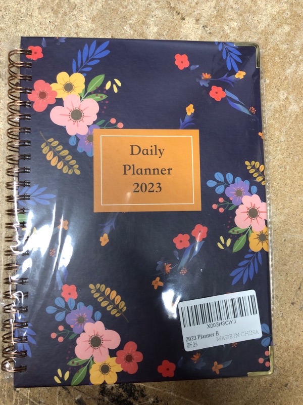 Photo 2 of 2023 Planner Weekly and Monthly Planner, January - December, 6.5" x 8.5", Flexible Hard Cover, Spiral-bound, School Daily Notebook with Inner Pocket Dark Blue