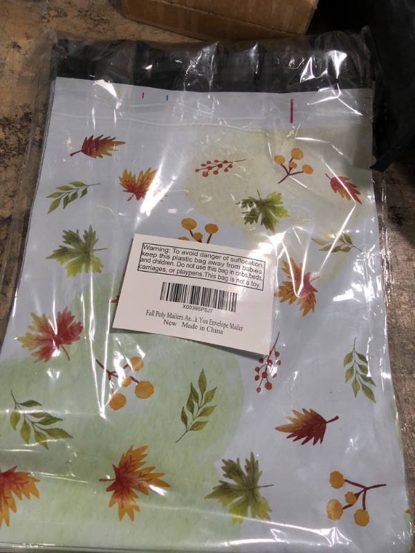 Photo 2 of Thanksgiving Poly Mailers Fall Pumpkin Shipping Bags Fall Autumn Leaves Flowers Shipping Envelopes 10” x 13” 100 Pack1010849320
