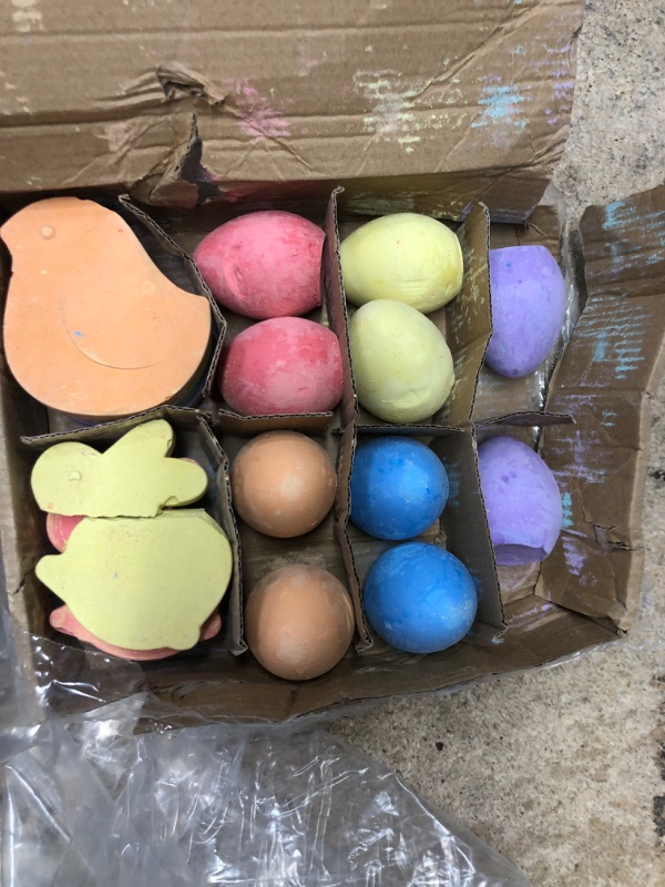 Photo 2 of JoFAN 18 Pack Easter Sidewalk Chalk Set with Easter Eggs Bunny Chicken for Kids Boys Girls Toddlers Easter Basket Stuffers Gifts Fillers Party Favors