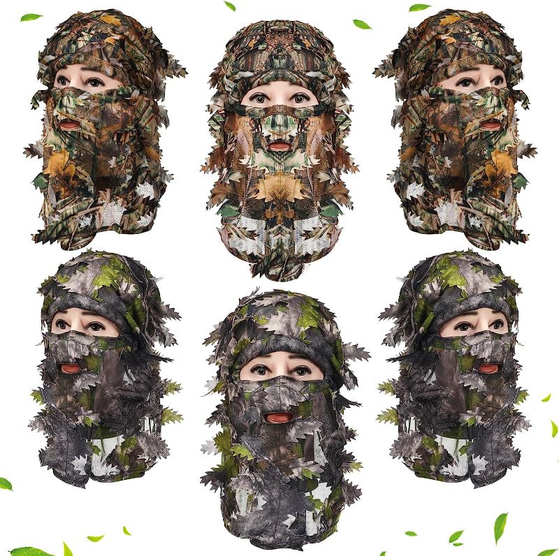 Photo 1 of Mumufy 6 Pieces Ghillie Camouflage Leafy Hat Hunting Face Mask Camo Headwear Turkey Camo Outdoor Sport Hunting Hat Hunting Gear Accessories for Turkey Hunting
