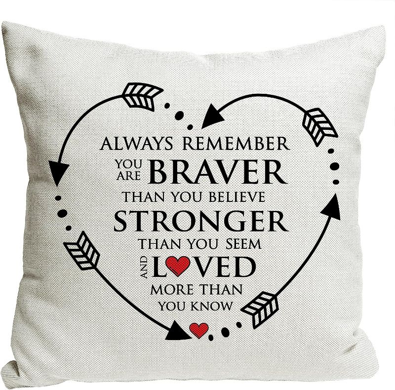 Photo 1 of 3 PACK**Always Remember: Always Remember You are Braver Throw Pillow Cover, for Women Men Birthday,, Friendship Gifts, Gifts for Sister, Colleagues, Novelty Gifts for Son Daughter
