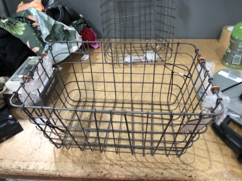 Photo 2 of 16x11x8 Wire Basket with Handle Gray/Copper - Threshold