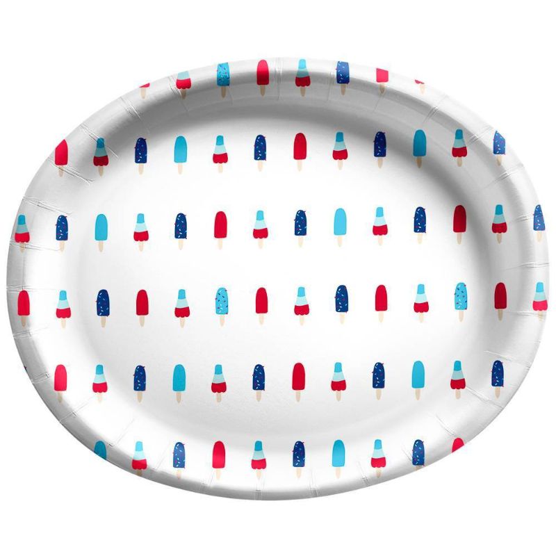 Photo 1 of 12 PACK 10ct Oval Americana Platter with Popsicles White - Sun Squad™
