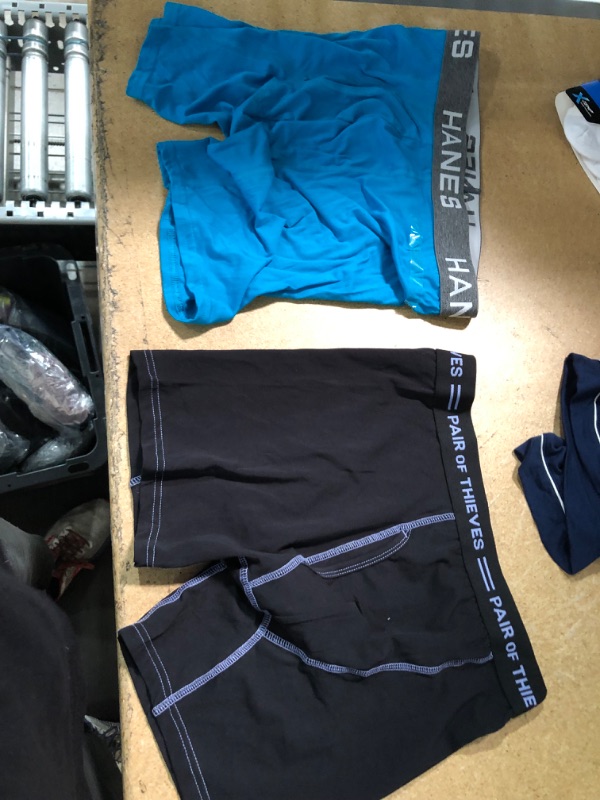 Photo 2 of (BUNDLE OF 6 MEN AND WOMENS SOCKS AND UNDERWEAR) MENS BOXER BRIEFS SIZE SMALL +  MENS BOXER BRIEFS SIZE MEDIUM + 3 PAIRS WOMENS SOCKS SIZE 5-9 + SIZE LARGE WOMENS SLEEPWEAR SHORTS + XLARGE WOMENS UNDERWEAR RAINBOW + XLARGE MENS BOXERS