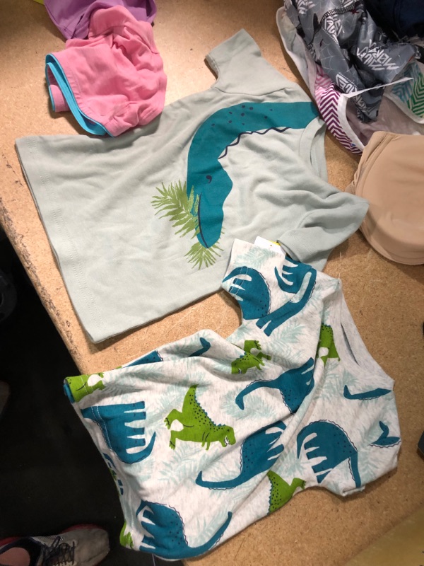 Photo 3 of 12 ITEM BUNDLE OF BOYS AND GIRLS CHILD SIZE CLOTHING. ITEMS INCLUDE BOYS AND GIRLS UNDWEAR AND SOCKS. SIZE SMALL BRALETTES.  SIZES RANGE FROM GIRLS SIZE 6 - BOYS SIZE 10. DINO PAJAMA SHIRTS ARE SIZE 3T