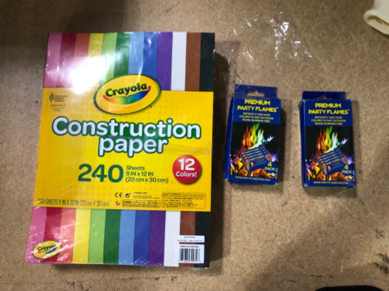 Photo 2 of (3 ITEM BUNDLE) 2 PACKS OF 4pk Fire Color Changing Packet - Party Flames + CRAYOLA Construction Paper, 240 Count