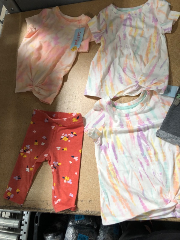 Photo 4 of 5 ITEM BABY/TODDLER CLOTHING BUNDLE) 3 PACK Toddler Girls' Tie-Dye Twist-Front Short Sleeve T-Shirt - Cat & Jack™ SIZED 18 MONTHS. + CAT AND JACK BABY PANTS ORANGE SIZE 0-3 MONTHS + BABY YODA PAJAMA SHORTS SIZE 5T