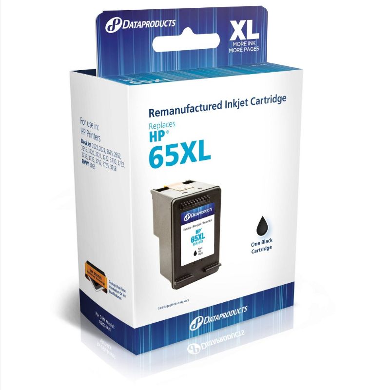 Photo 1 of Remanufactured Black XL High Yield Single Ink Cartridge - Compatible with HP 65XL Ink Series - Dataproducts -[PREVIOUSLY OPENED)