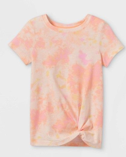 Photo 1 of 3 ITEM BUNDLE OF GIRLS BABY/TODDLER CLOTHES)) Toddler Girls' Tie-Dye Twist-Front Short Sleeve T-Shirt - Cat & Jack™ Pink SIZE 18M + BABY SWEATER SIZE 6-9 MONTHS + TOOTOO SIZE 6-9 MONTHS