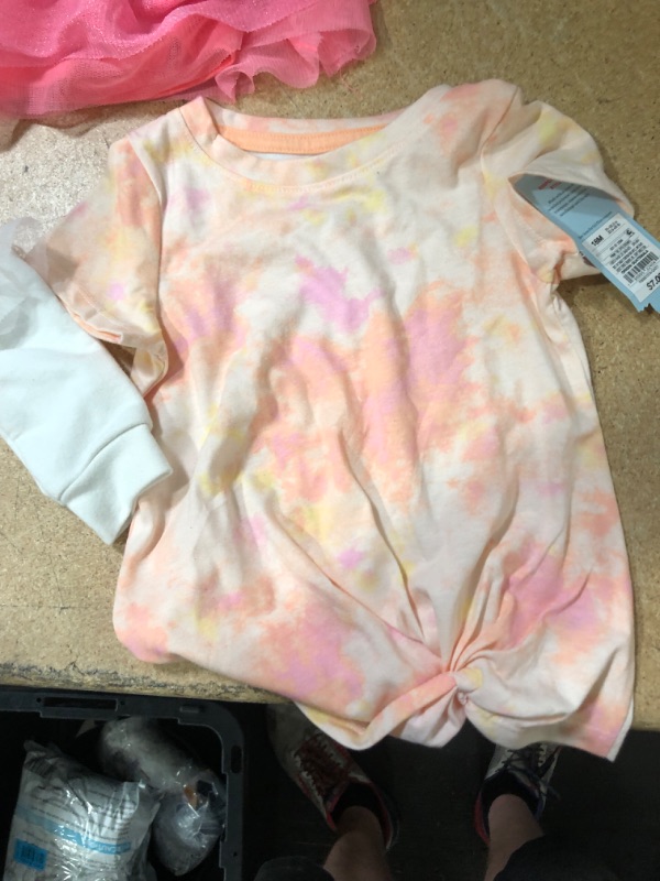 Photo 4 of 3 ITEM BUNDLE OF GIRLS BABY/TODDLER CLOTHES)) Toddler Girls' Tie-Dye Twist-Front Short Sleeve T-Shirt - Cat & Jack™ Pink SIZE 18M + BABY SWEATER SIZE 6-9 MONTHS + TOOTOO SIZE 6-9 MONTHS