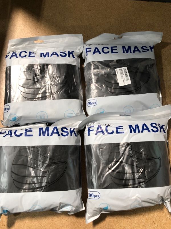 Photo 1 of 4 Pack 100pcs Black disposable face masks 