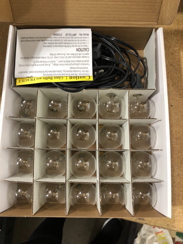 Photo 2 of 20ct Incandescent Outdoor String Lights G40 Clear Bulbs - Black Wire - Room Essentials