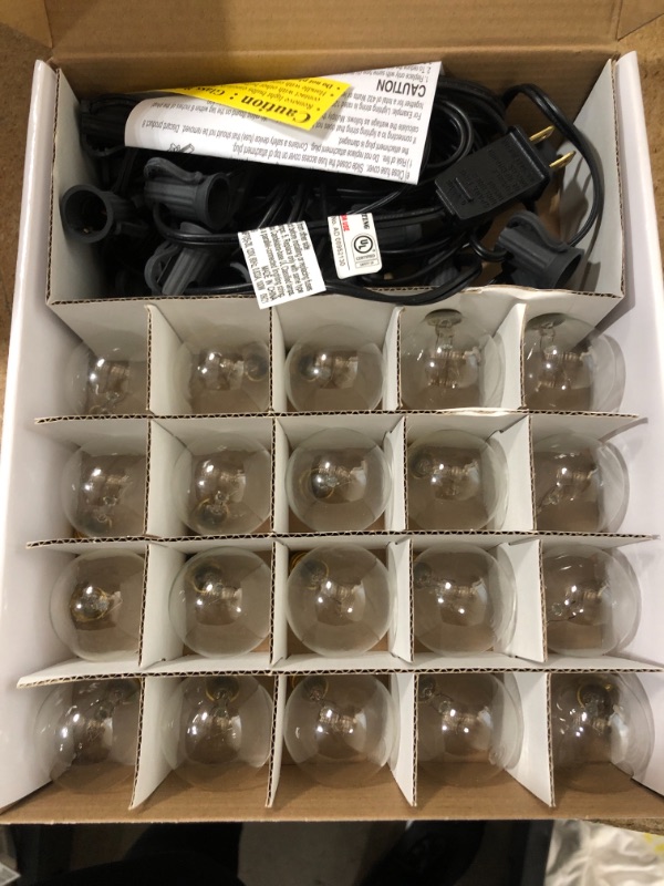 Photo 2 of 20ct Incandescent Outdoor String Lights G40 Clear Bulbs - Black Wire - Room Essentials