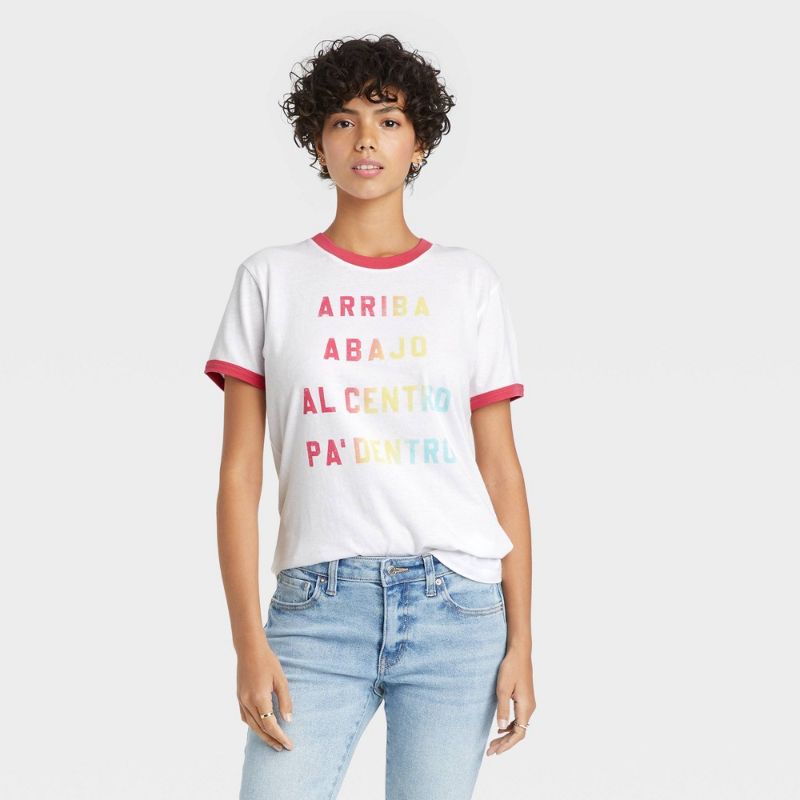 Photo 1 of 2 Pack Woen's Arriba Abajo Ringer Short Sleeve Graphic T-Shirt -
Size M