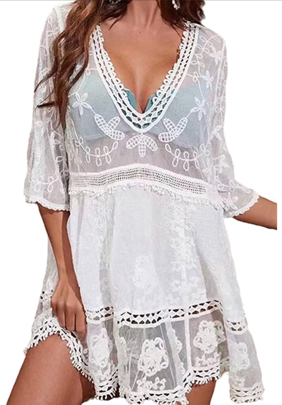 Photo 1 of Qegartop women swimsuit coverup crochet bathing suit cover ups beach dress swimwear sundress
Size M