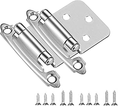 Photo 1 of 50Pack 1/2 Inch Overlay Cabinet Door Hinges(25Pairs), Fitepro Self Closing Overlay Hinges Face Mount with Screws for Cabinets Cupboard Furniture Doors,Satin Nickel
