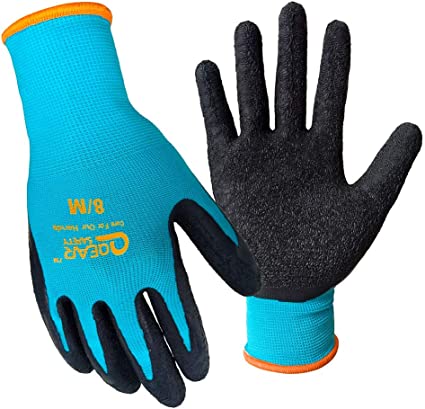 Photo 1 of 3 Pairs Pack Garden Work Gloves, Textured Latex Palm for Grip, Thorn Resistance and Water Dirty Resistance
