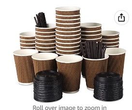 Photo 1 of ?12 Oz 80 Park?Coffee Cups with Lids and Straws, Insulated Double Wall Paper Coffee Cups with Lids, Disposable Coffee Cups 12 Oz Coffee Cups with Lids To Go Coffee Cups with Lids Hot Cups with Lids
