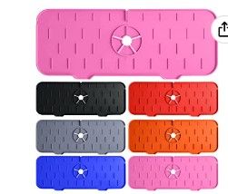 Photo 1 of 2 PACK Kitchen Sink Splash Guard, Silicone Faucet Handle Drip Catcher Tray, Faucet Absorbent Mat, Sink Protectors for Kitchen Sink, Bathroom Faucet Water Catcher Mat, Kitchen Sink Accessories?Pink?
