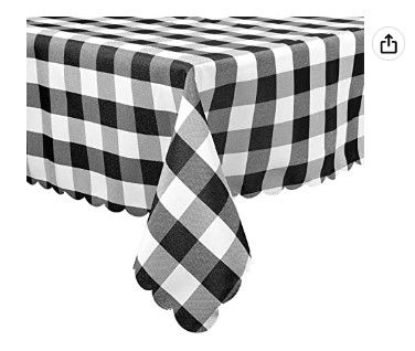 Photo 1 of 2 PACK Black and White Buffalo Plaid - Square Tablecloth Buffalo Plaid Sheets Polyester Tablecloth Washable Tablecloth Home Kitchen Outdoor Dining Table Cover Indoor Tablecloth Reluen
