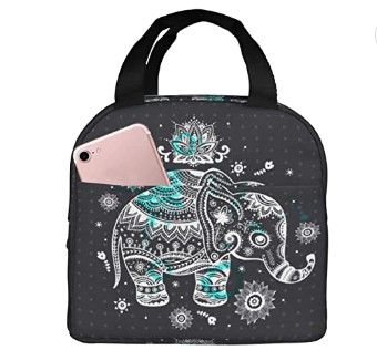 Photo 1 of 2 PACK Elephant Lunch Bag Insulated Lunch Box Reusable Cooler Tote Bag With Front Pocket For Women Men Office Picnic Travel
