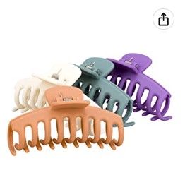 Photo 1 of 2 PACK Big Hair Claw Clips 4.33 Inch Nonslip Large Claw Clip for Women Thin Hair, Strong Hold Hair Clips for Thick Hair, Gifts for Women 4 Colors Pack
