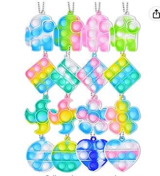 Photo 1 of 16 Pack Mini Keychain Fidget Toy Mini Stress Relief Hand Toys, Mini Push Pop Bubble Fidget Sensory Bulk Toy, Wrap Pop Stress Reliever Anti-Anxiety, Office Desk Toy for Kids Adults
