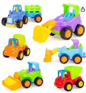 Photo 1 of 3 otters 6PCS Friction Powered Cars for Toddlers, Push and Go Construction Vehicles Toys Set, Tractor Bulldozer Dump Truck Cement Mixer Toys for Toddlers 1-3
