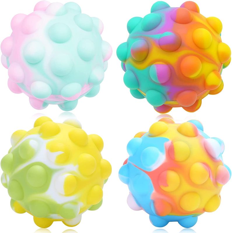 Photo 1 of (4 Pcs) Pop Its Fidget Toys?Pop It Balls Bubble Pop Popping Sensory Toy?Anxiety Relief Fingertip Toy for Adults?Early Education Brain Development Toy for Kids
