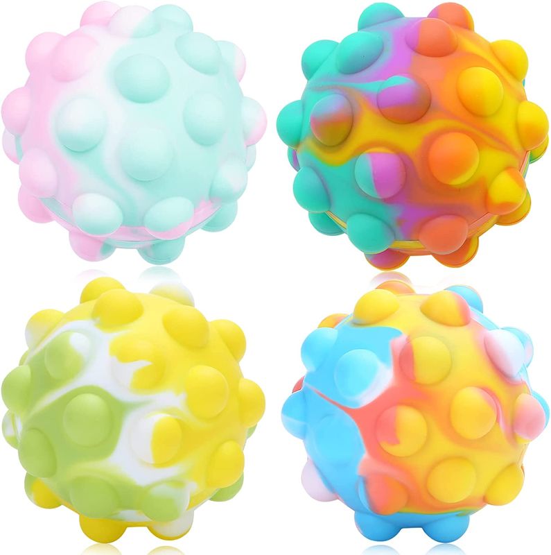 Photo 1 of (4 Pcs) Pop Its Fidget Toys?Pop It Balls Bubble Pop Popping Sensory Toy?Anxiety Relief Fingertip Toy for Adults?Early Education Brain Development Toy for Kids