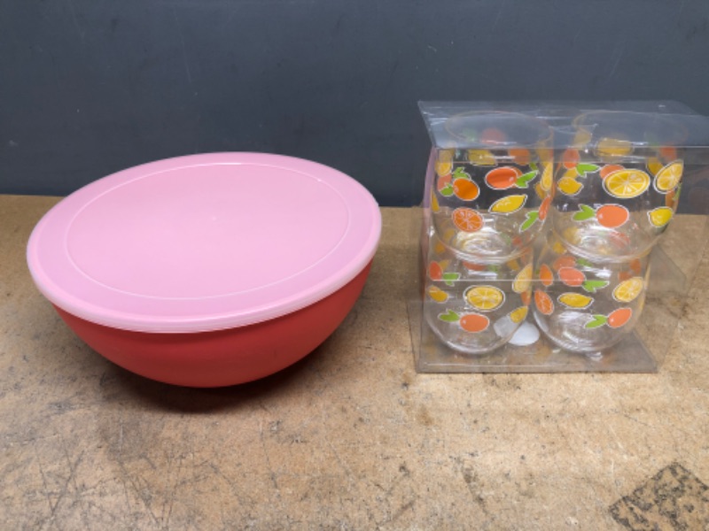 Photo 1 of 119oz Plastic Serving Bowl with Lid - Sun Squad

14oz 4pk Plastic Stemless Wine Glasses - Sun Squad