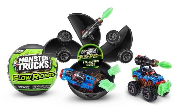 Photo 1 of (X4) 5 Surprise Monster Trucks Glow Riders Series 2 Mystery Collectible Capsule

